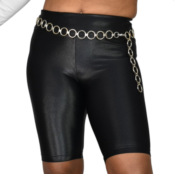 Metal Chain Belt Hoops Loops Circle O Ring Waist Silver Tone One Size Adjustable - Picture 4 of 13